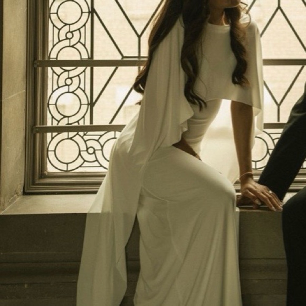Club L London White Cape Dress - Picture 3 of 5